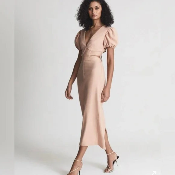 reiss beige dress La Femme 30798 Beaded Lace Evening Dress